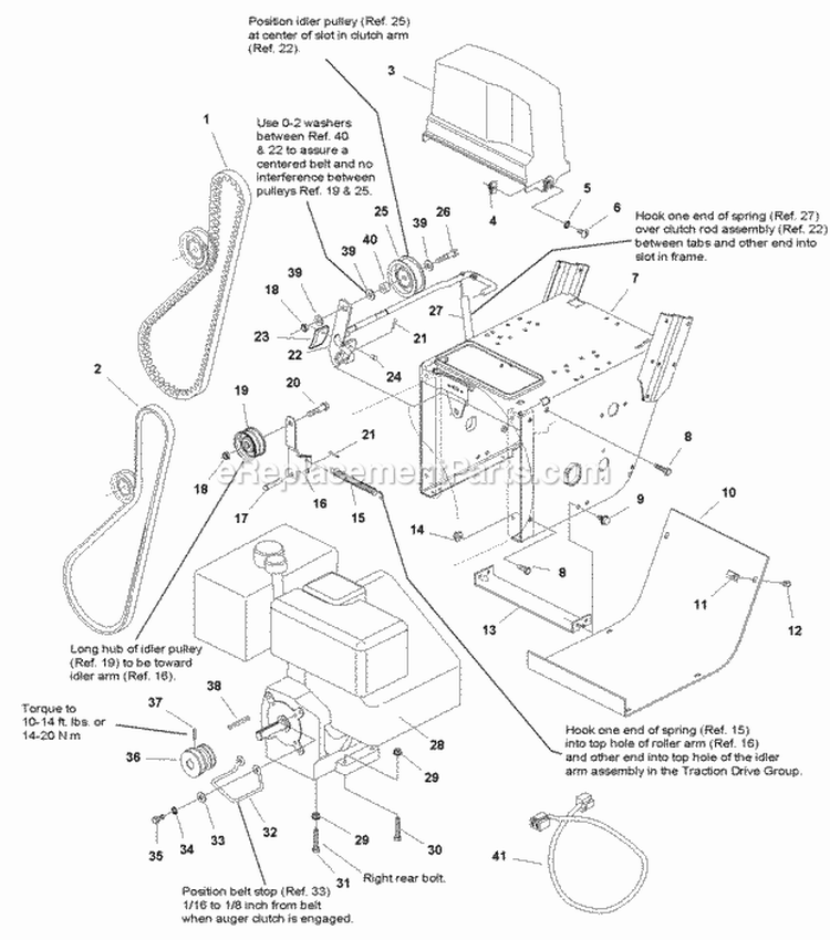 Engine  Frame Group - 8Hp Electric Start (986111) Diagram and Parts List for 1694242  Simplicity Snow Blower