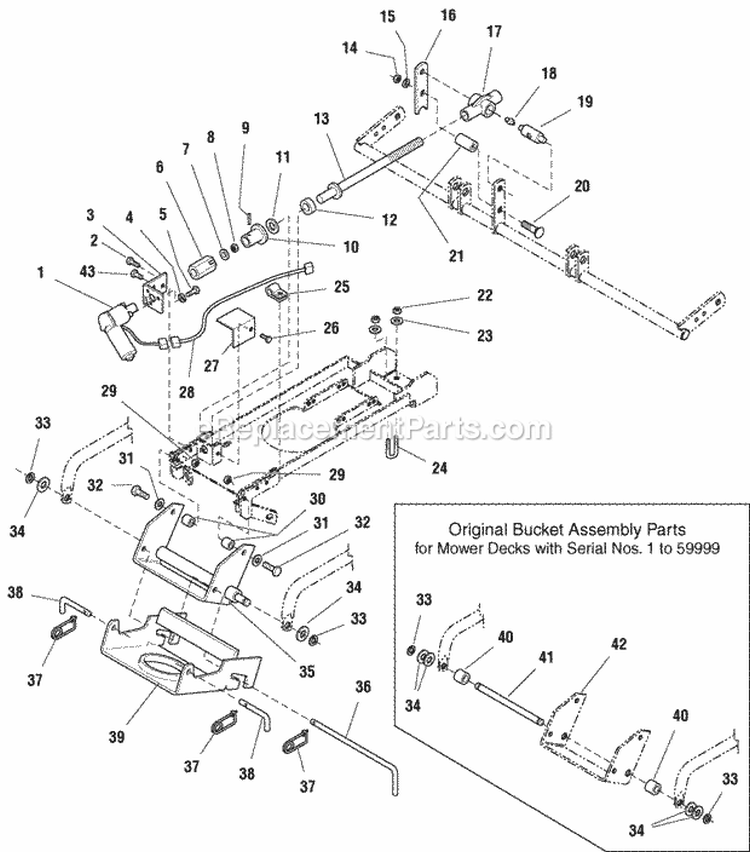 48 Mower Deck - Height Adjust  Hitch Group (J985505) Diagram and Parts List for 1693125  Simplicity Lawn Tractor