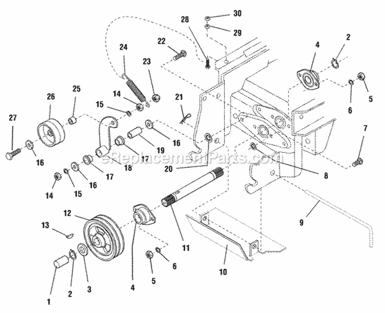 Front Pto Group Diagram and Parts List for 1693121  Simplicity Lawn Tractor