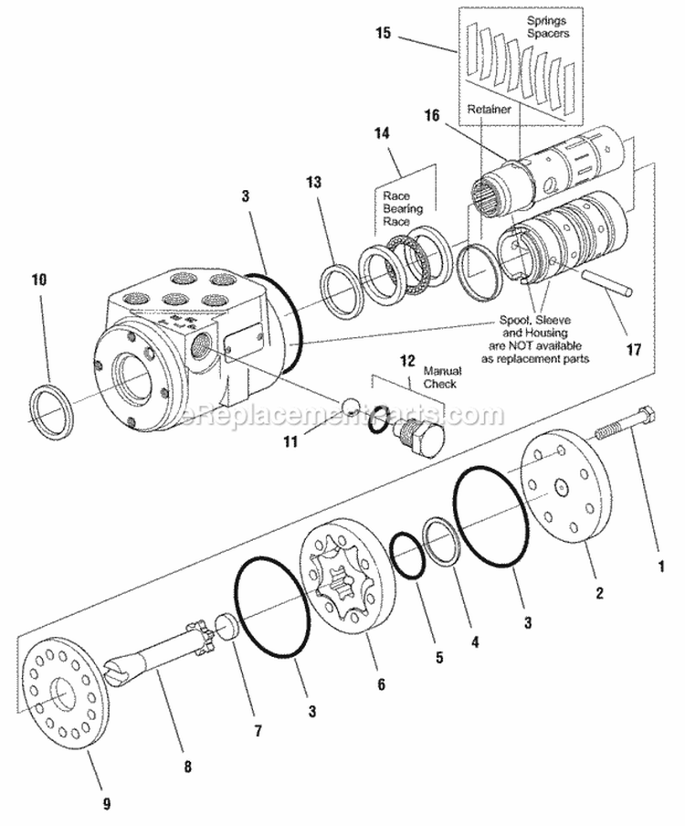 Hydraulic Steering Unit - Service Parts Diagram and Parts List for 1693121  Simplicity Lawn Tractor