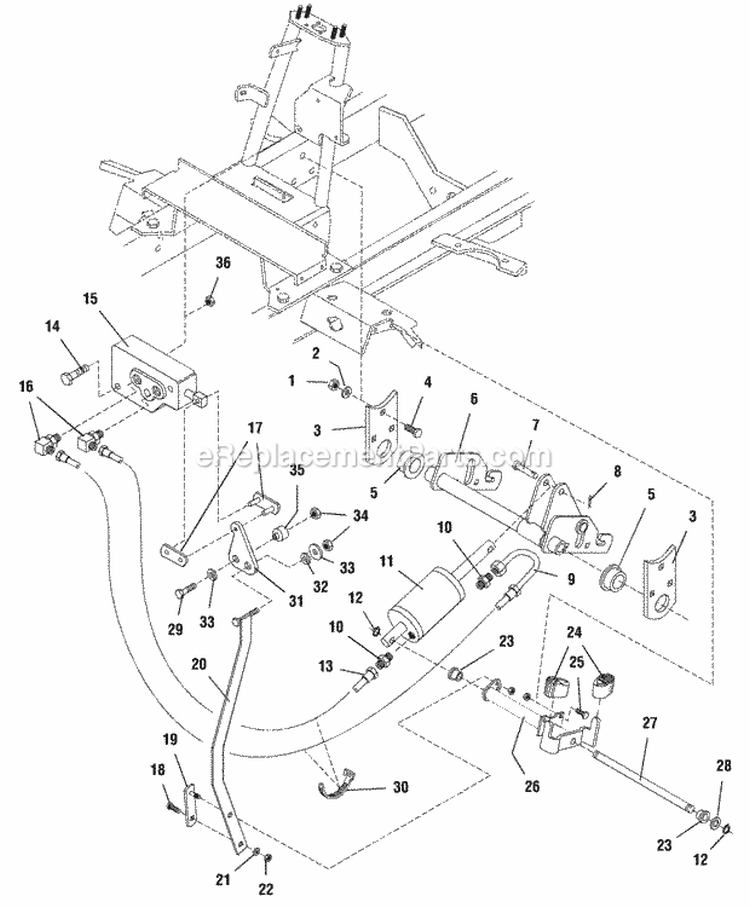 Implement Lift Group Diagram and Parts List for 1693121  Simplicity Lawn Tractor