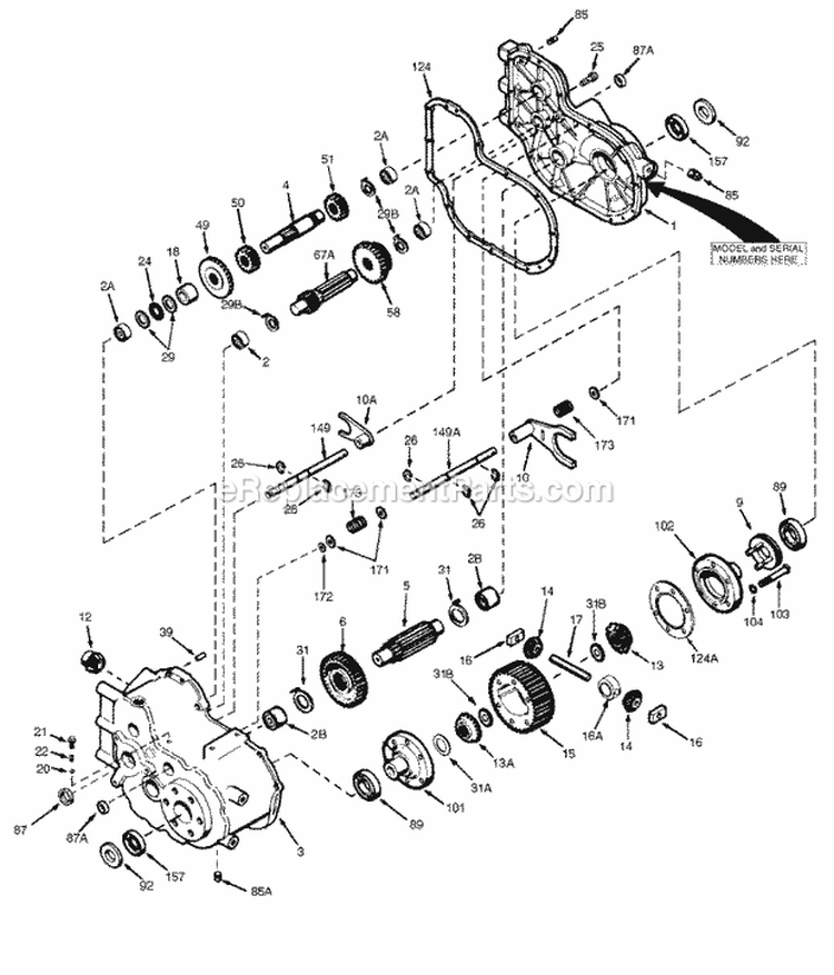 Transaxle Service Parts - Peerless Model 2600-025 Diagram and Parts List for 1693121  Simplicity Lawn Tractor
