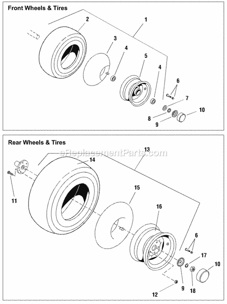 Wheels  Tires Group Diagram and Parts List for 1693121  Simplicity Lawn Tractor