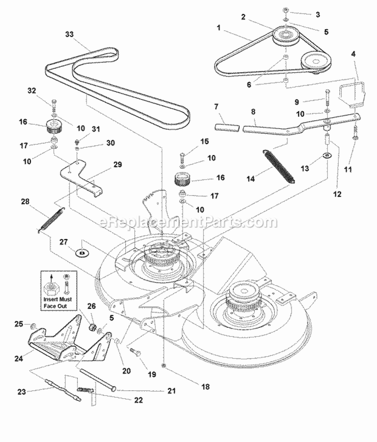 40 Mower Deck - Belt Idle Arm  Hitch (985927) Diagram and Parts List for 1694103  Simplicity Lawn Tractor