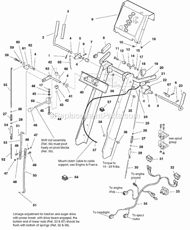Handles And Controls Group (986156) Diagram and Parts List for 1694237  Simplicity Snow Blower