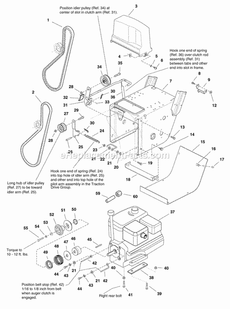 Engine And Frame Group - 10Hp Manual Start (986380) Diagram and Parts List for 1694436  Simplicity Snow Blower