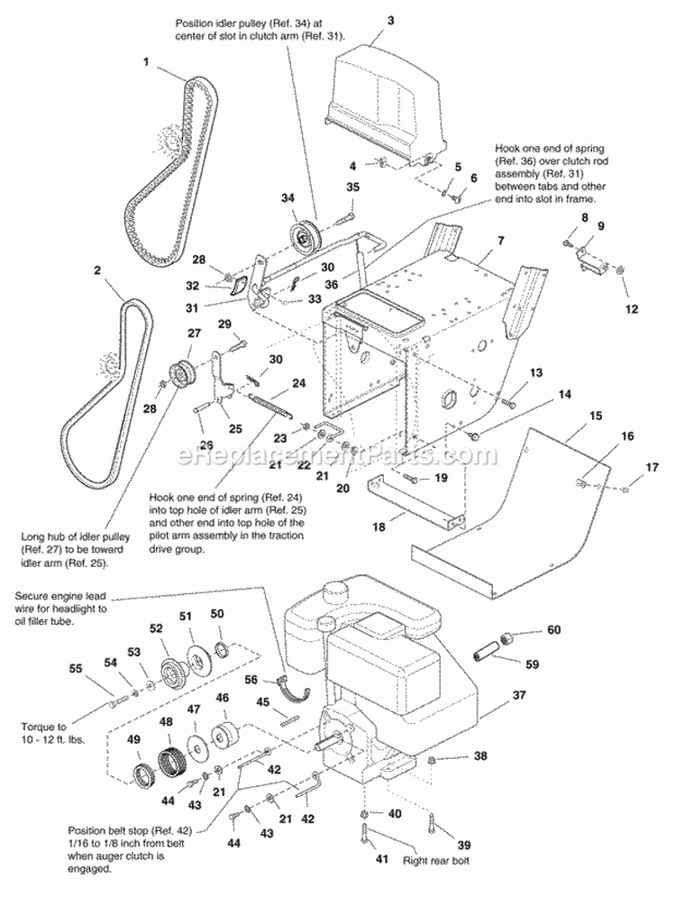 Engine And Frame Group - 13Hp Manual Start (986144) Diagram and Parts List for 1694266  Simplicity Snow Blower