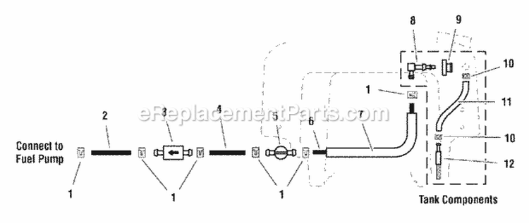 Fuel Supply Group (Fi0005) Diagram and Parts List for 1694494  Simplicity Lawn Mower