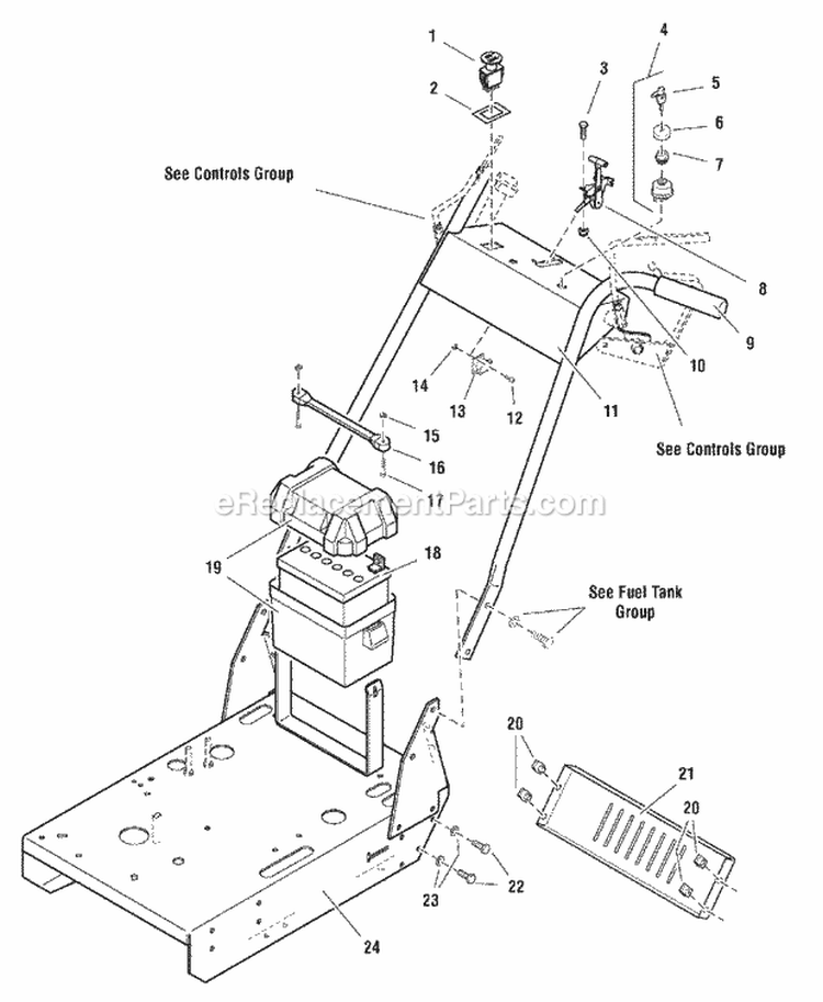 Engine Deck  Handle Bars Group (Fi0000) Diagram and Parts List for 1694494  Simplicity Lawn Mower