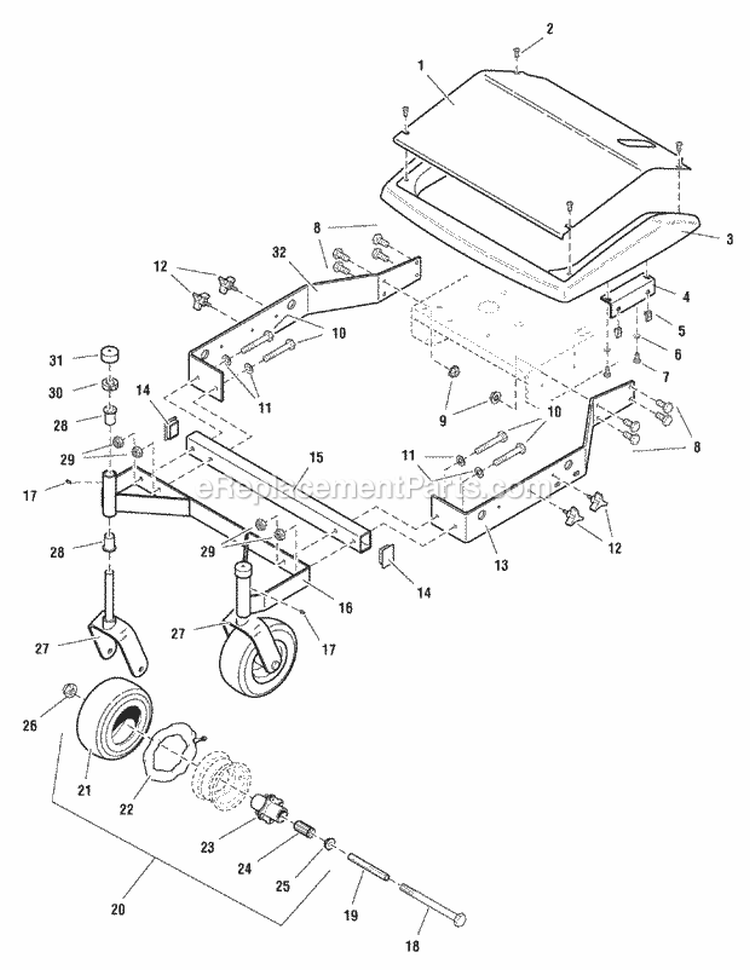 32 Mower Deck - Frame Caster  Shield (Fi0041) Diagram and Parts List for 1694562  Simplicity Lawn Mower