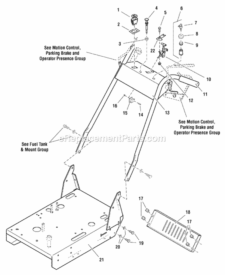 Engine Deck  Handle Bars Group (Fi0031) Diagram and Parts List for 1694562  Simplicity Lawn Mower
