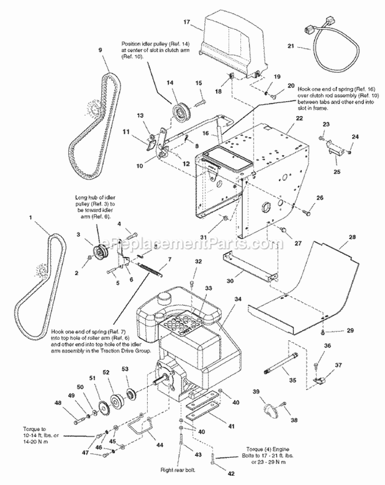 Engine And Frame Group Without Power Boost (986730 986749) Diagram and Parts List for 1694589  Simplicity Snow Blower