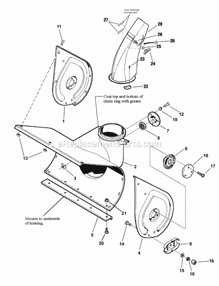 Auger Housing Group (4248Ch3P) Diagram and Parts List for 1694836  Simplicity Snow Blower