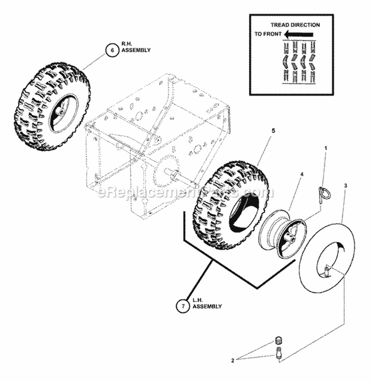 Wheels  Tires Group (4248Whee) Diagram and Parts List for 1694836  Simplicity Snow Blower