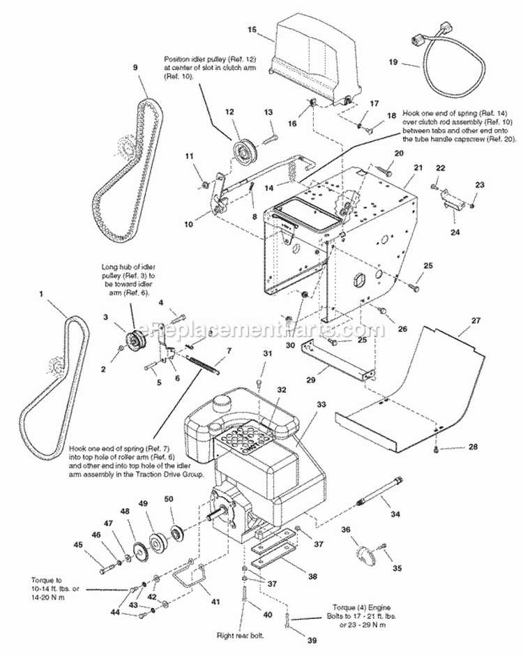 Engine And Frame Group (987035 987141) Diagram and Parts List for 1694867  Simplicity Snow Blower