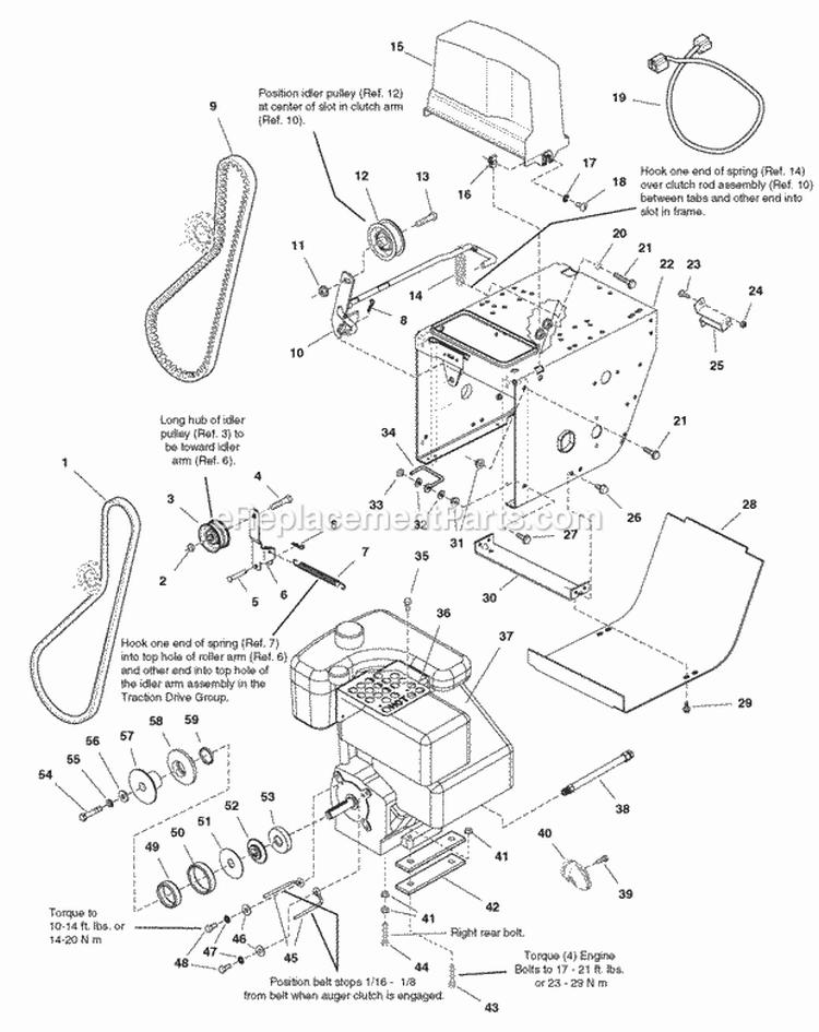 Engine And Frame Group With Power Boost (987038 987039 987041 987043 987144 987145 987147 987149) Diagram and Parts List for 1694847  Simplicity Snow Blower