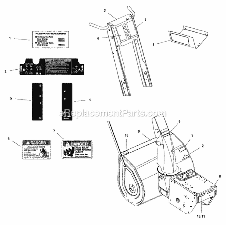 Decal Group (2987386 2987387 2987388 2987389) Diagram and Parts List for 1695075  Simplicity Snow Blower
