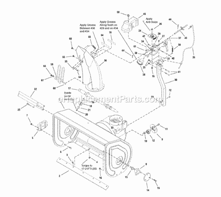 Auger Housing  Chute Group (2987531 2987533 2987535) Diagram and Parts List for 1695084  Simplicity Snow Blower