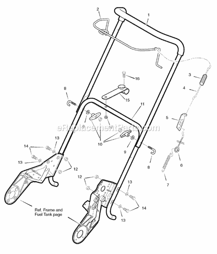 Handle Assembly Group Diagram and Parts List for 1695091  Simplicity Snow Blower