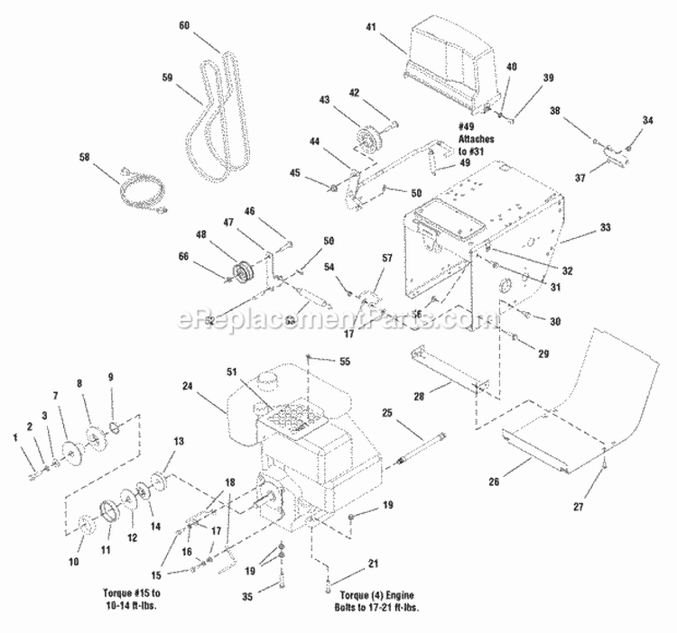 Engine  Frame Group (2987840 2987841 2987843 2987844 2987845 2987847) Diagram and Parts List for 1695310  Simplicity Snow Blower