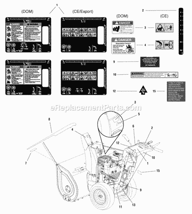 Decal Group (2987820 2987821 2987822 2987823 2987824 2987825 2987826) Diagram and Parts List for 1695326  Simplicity Snow Blower