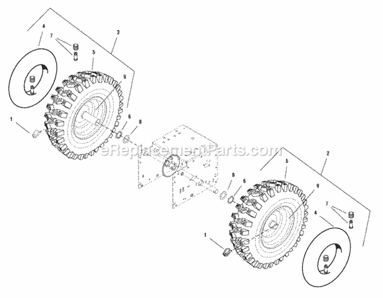 Wheel  Tire Group (2987260 2987272 2987274) Diagram and Parts List for 1695084  Simplicity Snow Blower