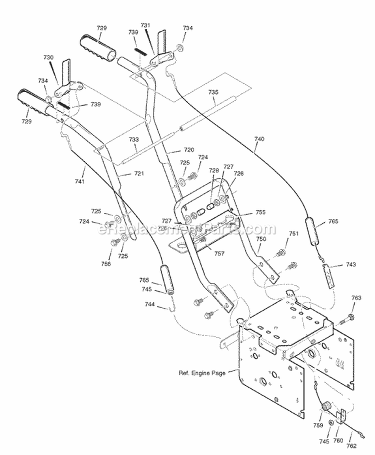 Handle Assembly Group (1742038) Diagram and Parts List for 1695515  Simplicity Snow Blower