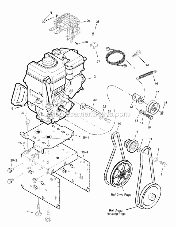 Engine Group (1742202) Diagram and Parts List for 1695515  Simplicity Snow Blower