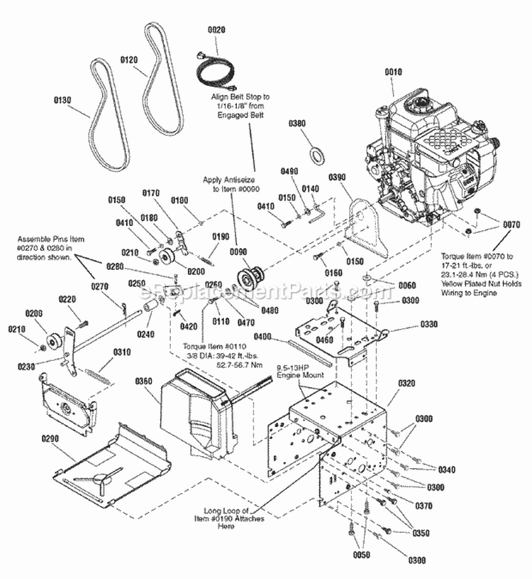 Engine  Frame Group - 135Tp  155Tp (2988433 2988512 2988524 2988687) Diagram and Parts List for 1695655  Simplicity Snow Blower
