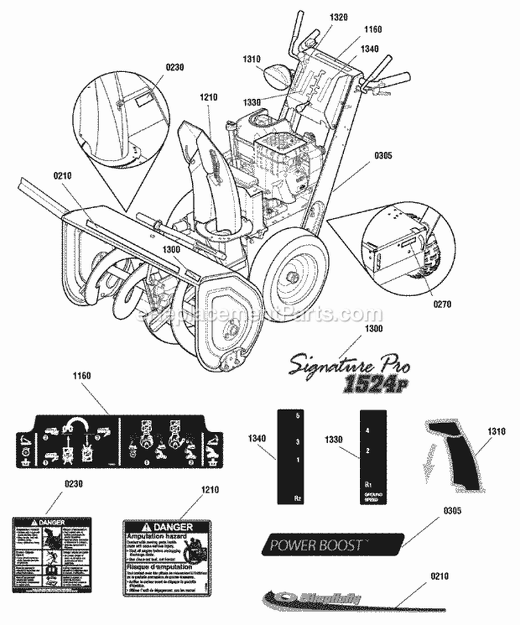 Decals Group (2988314 2988315 2988316 2988317 2988361 2988362 2988363) Diagram and Parts List for 1695656  Simplicity Snow Blower