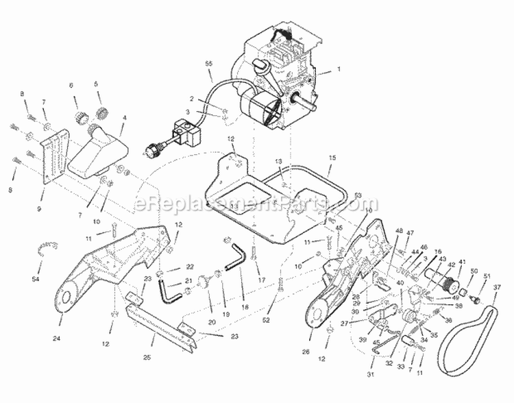 Engine  Frame Group Diagram and Parts List for 1695701  Simplicity Snow Blower