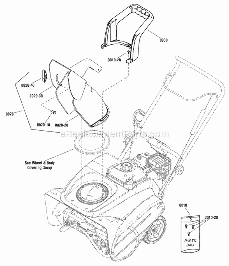 Chute Group - Manual (989289) Diagram and Parts List for 1695875  Simplicity Snow Blower