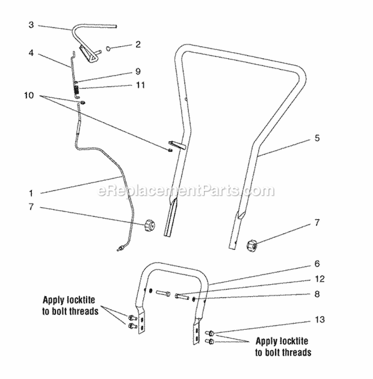 Handle Bar Group (988649) Diagram and Parts List for 1695921  Simplicity Tiller