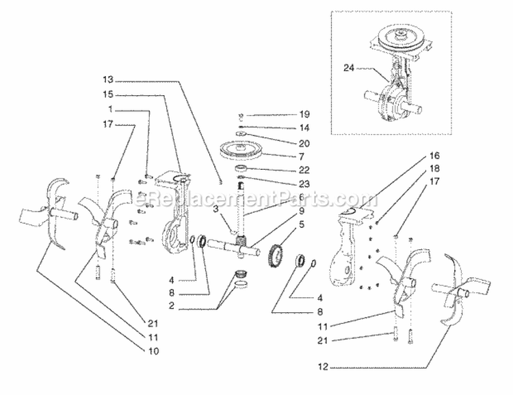 Tine Assembly Group (988650) Diagram and Parts List for 1695921  Simplicity Tiller