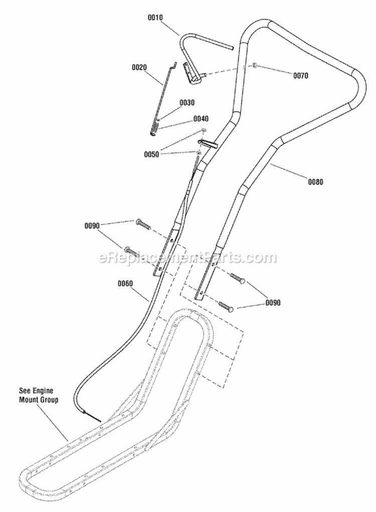 Handle  Controls Group (989488) Diagram and Parts List for 1695922  Simplicity Snow Blower