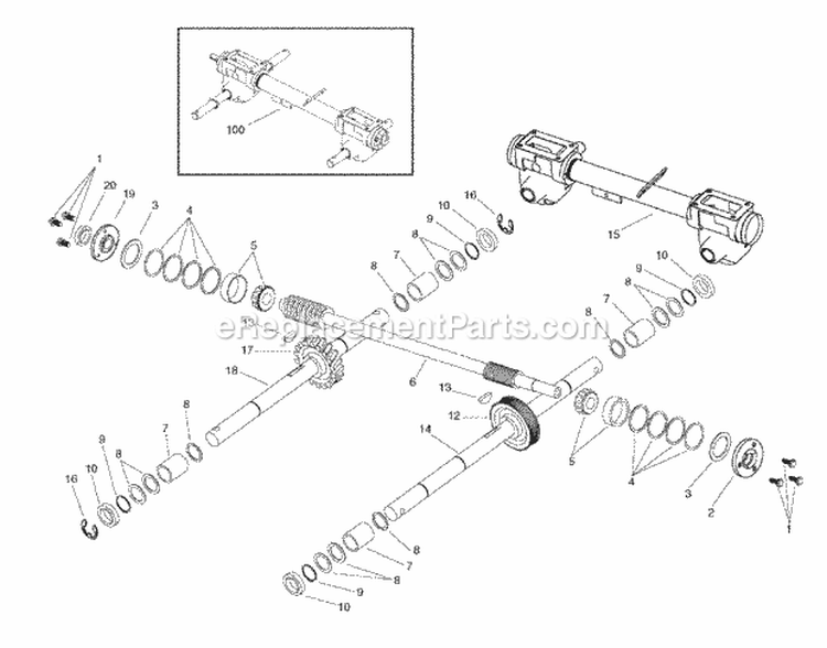 Tiller Shaft Group (989491) Diagram and Parts List for 1695922  Simplicity Snow Blower