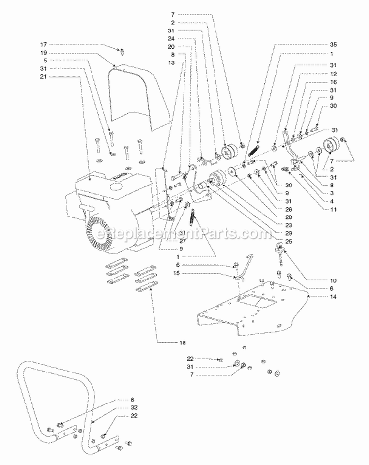 Engine Mount Group (988654) Diagram and Parts List for 1695767  Simplicity Tiller