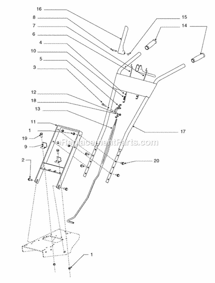 Handle Bar Group (988652) Diagram and Parts List for 1695767  Simplicity Tiller