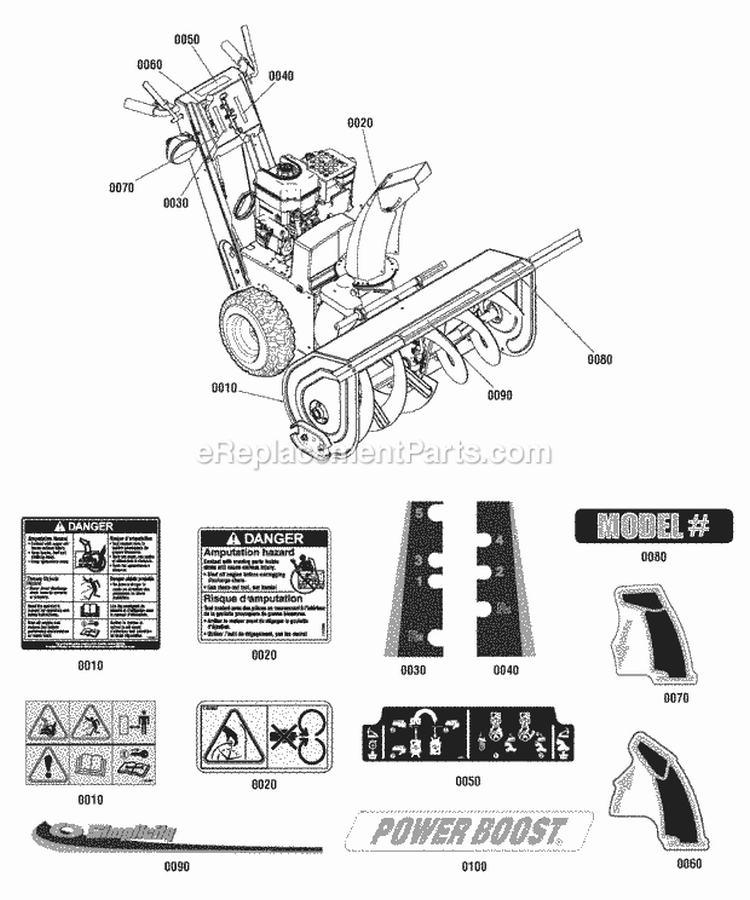 Decals Group (2988982 2988985 2988986 2988987 2989205 2989206 2989687 2989689 2989690 2989691) Diagram and Parts List for 1695825  Simplicity Snow Blower