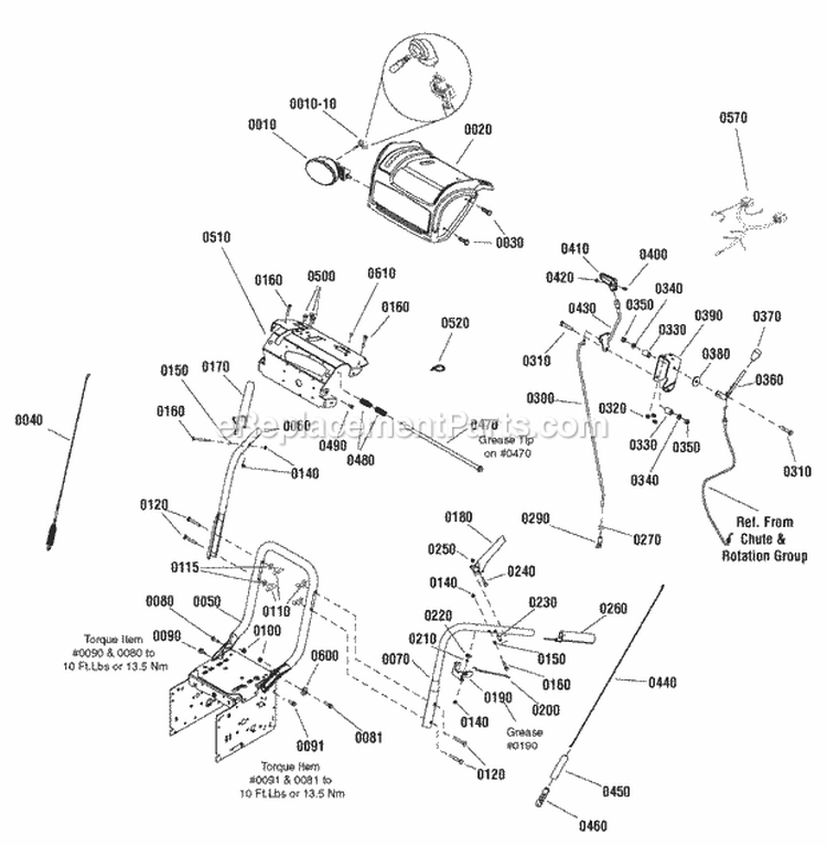 Handles  Controls Group (2988674 2989416) Diagram and Parts List for 1695821  Simplicity Snow Blower