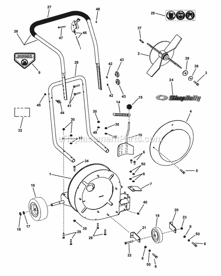 Leaf Blower Diagram and Parts List for 1696094  Simplicity Leaf Blower / Vacuum