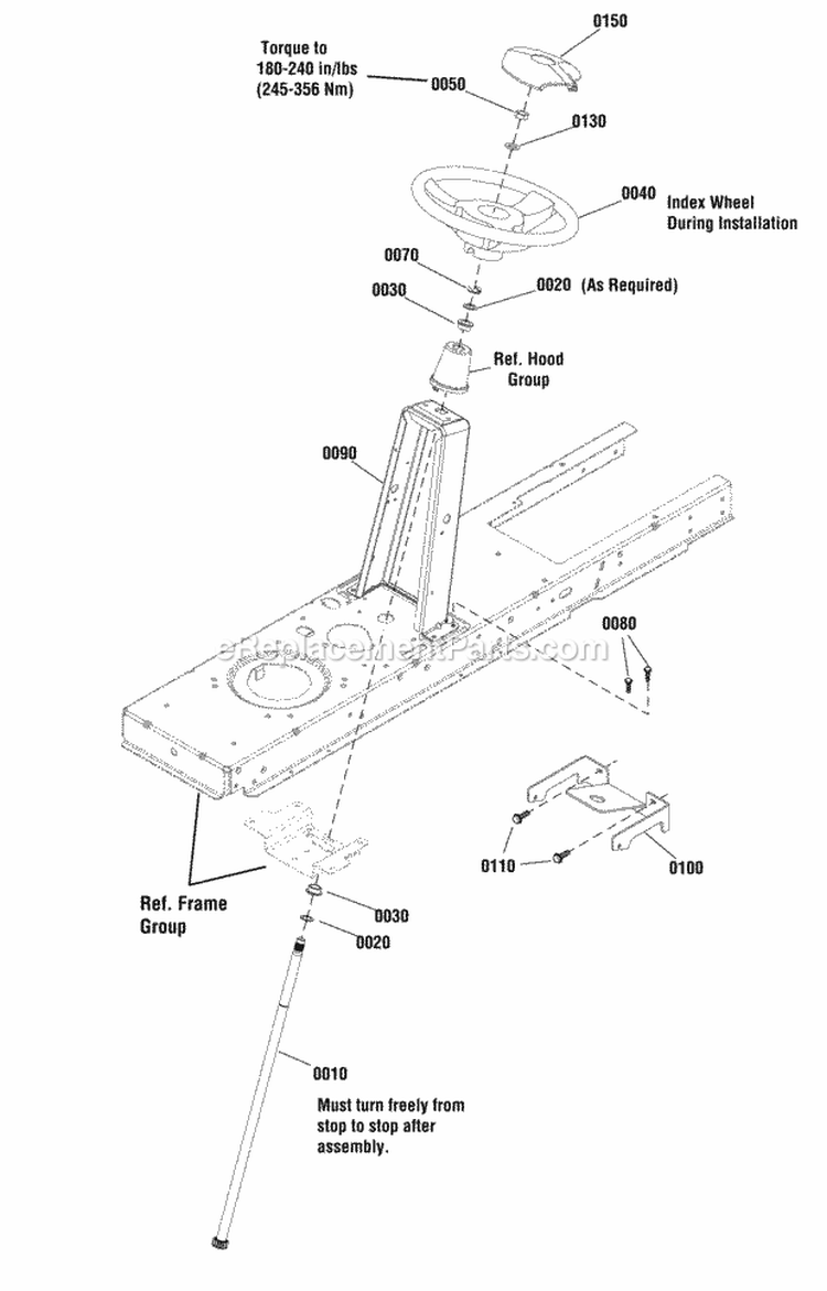Steering Group (885822) Diagram and Parts List for 1696114-00  Simplicity Lawn Tractor