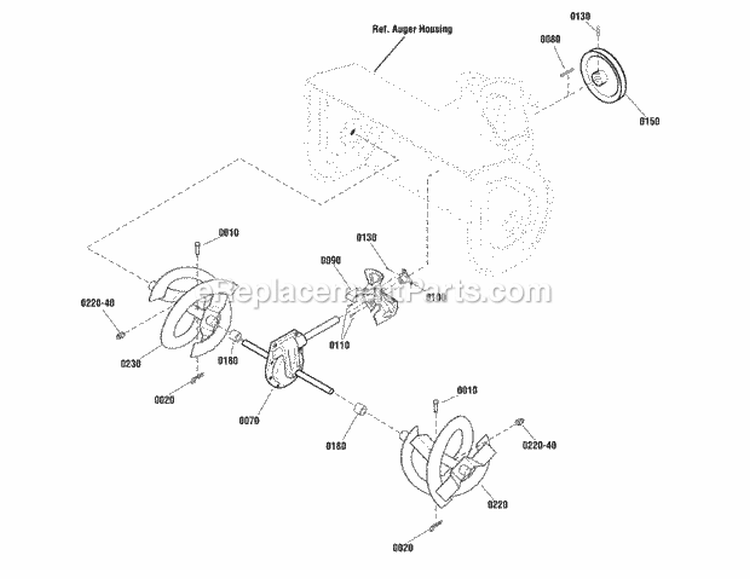 Auger Drive Group (2989664) Diagram and Parts List for 1696203-00  Simplicity Snow Blower
