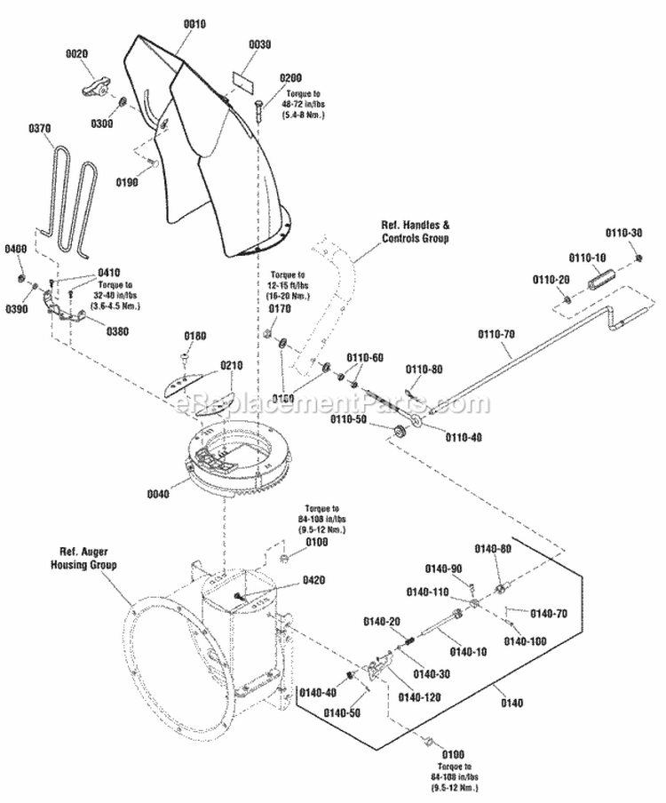 Chute  Rotation Group - Left Side Crank (2990408) Diagram and Parts List for 1696207-00  Simplicity Snow Blower