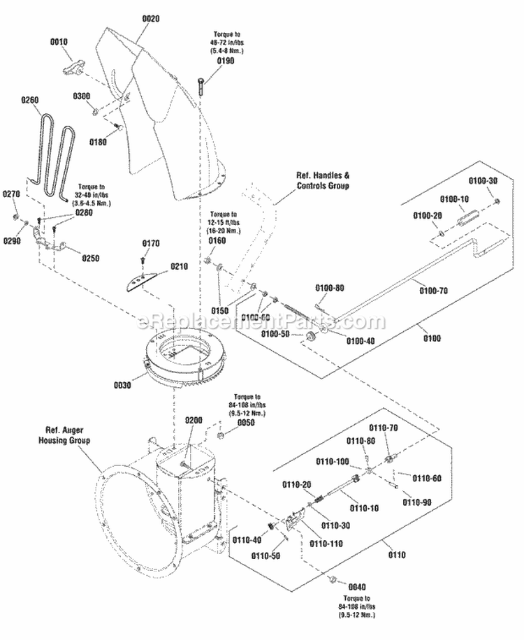 Chute  Rotation Group - Left Side Crank (2991124) Diagram and Parts List for 1696207-01  Simplicity Snow Blower
