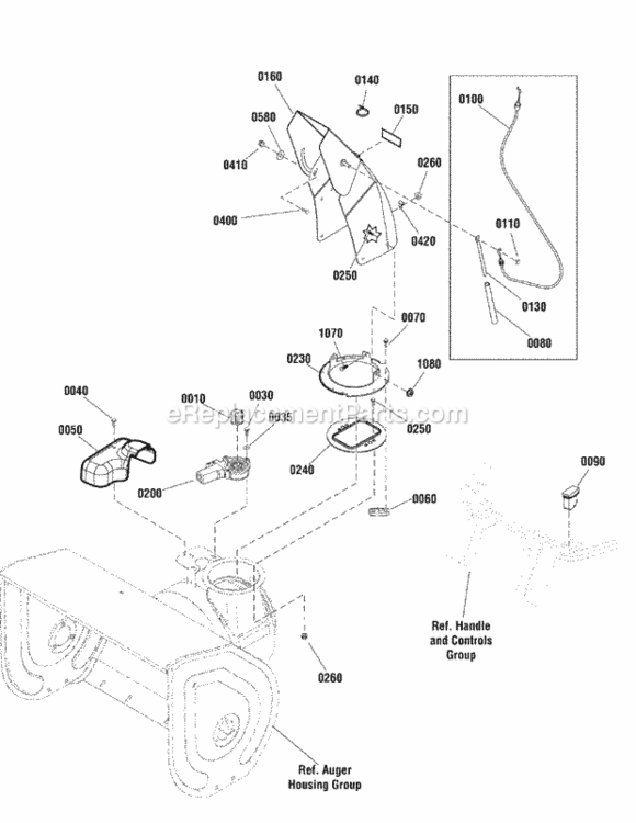 Chute_And_Rotation_Group_-_Remote_2990784 Diagram and Parts List for 1696235-00  Simplicity Snow Blower