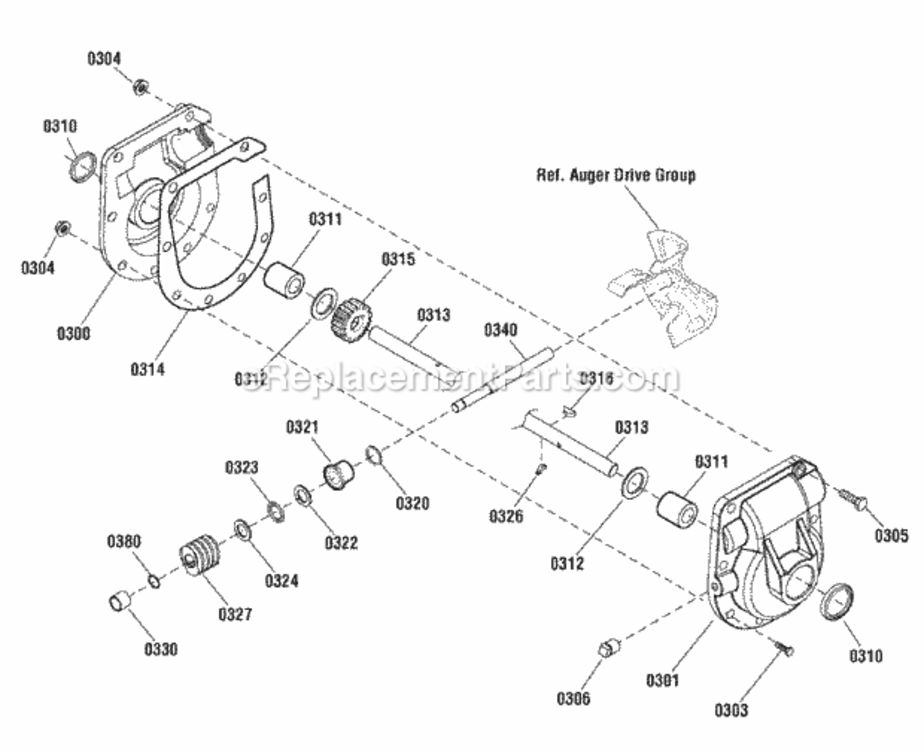 Gear_Case_Assembly_1752304 Diagram and Parts List for 1696235-01  Simplicity Snow Blower
