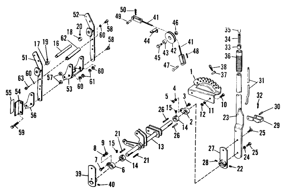Rear Lift Draw Bar Group Diagram and Parts List for 3410H 990757 Simplicity Lawn Tractor