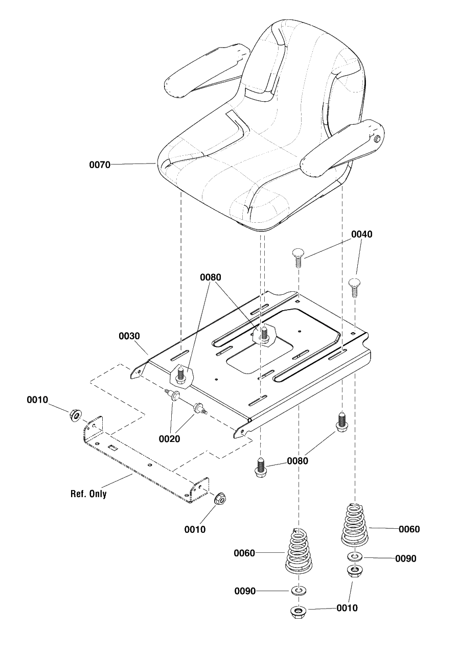 Seat Group Diagram and Parts List for SZT275 2691922-00 Simplicity Lawn Tractor