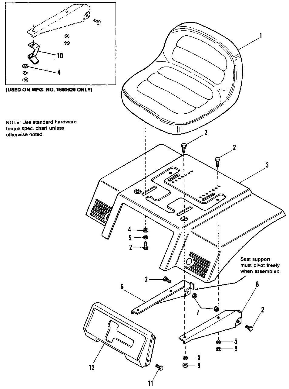 Seat And Deck Group Diagram and Parts List for 5116 1690684 Simplicity Lawn Tractor